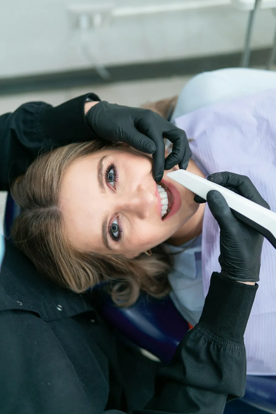 Patient smiling in the dental chair