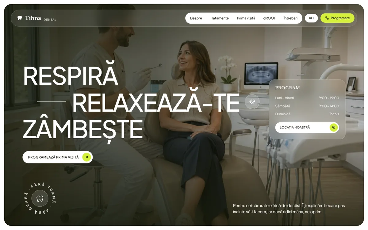 Tihna Dental fogászat weboldala