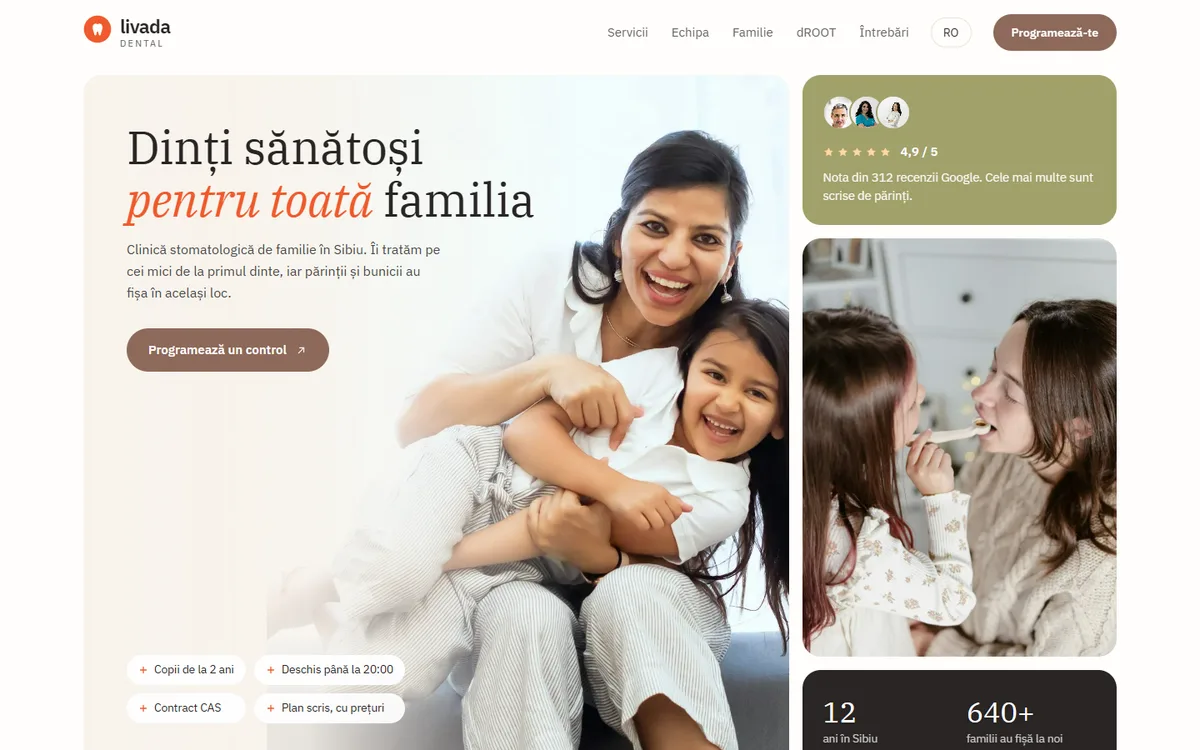 Livada Dental családi fogászat weboldala